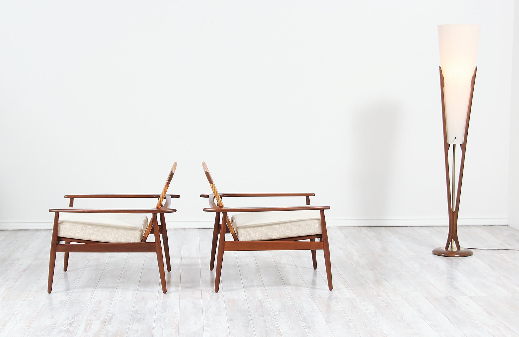 Mid-20th Century Hans Olsen Teak and Cane Lounge Chairs for Juul Kristensen