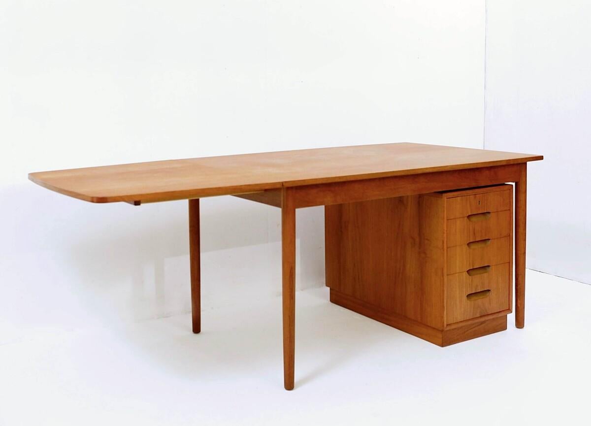 Mid-Century Modern Hans Olsen Teak Drop Leaf Desk, 1960s