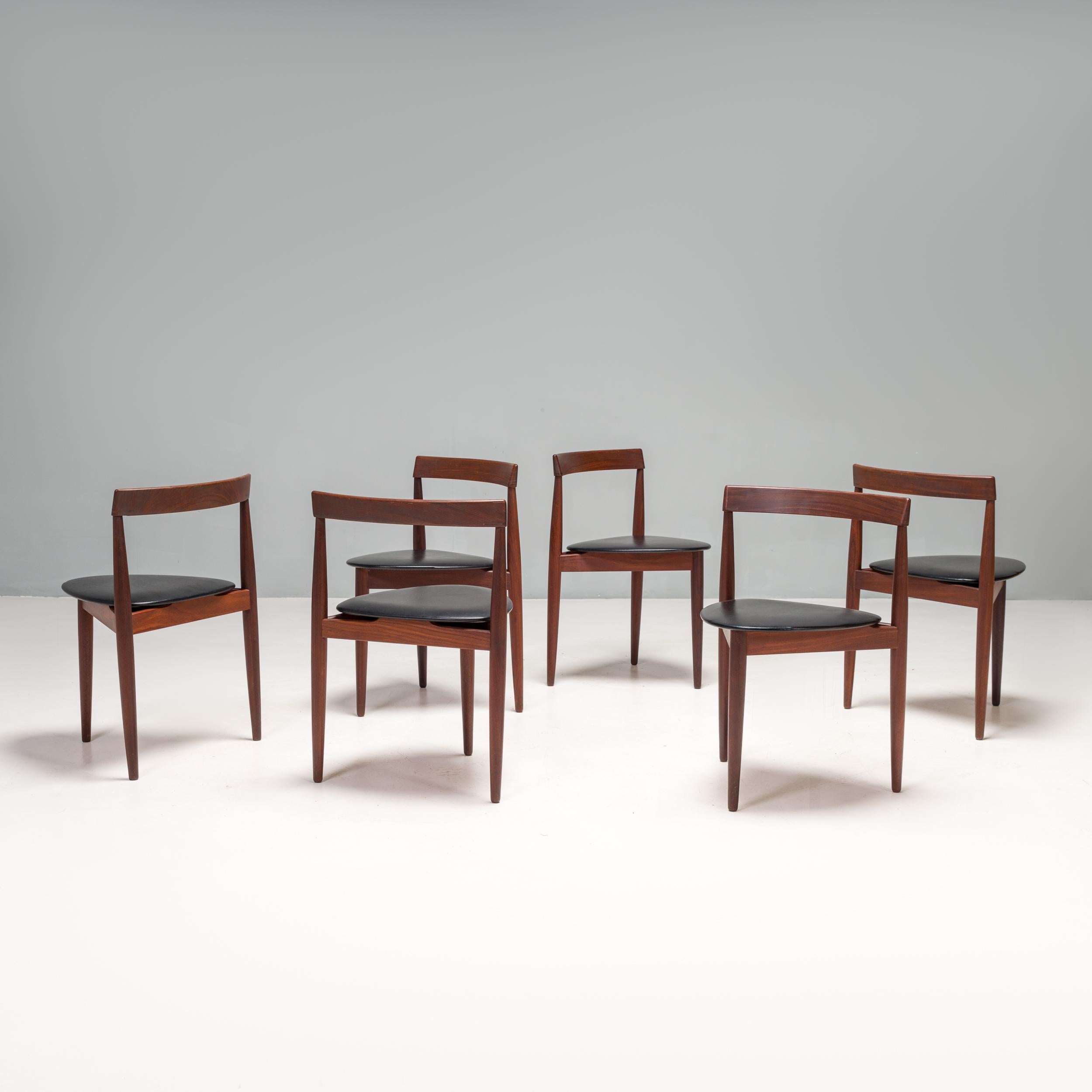 Hans Olsen Teak Extending Dining Table & Tripod Leather Dining Chairs, 1960s 2