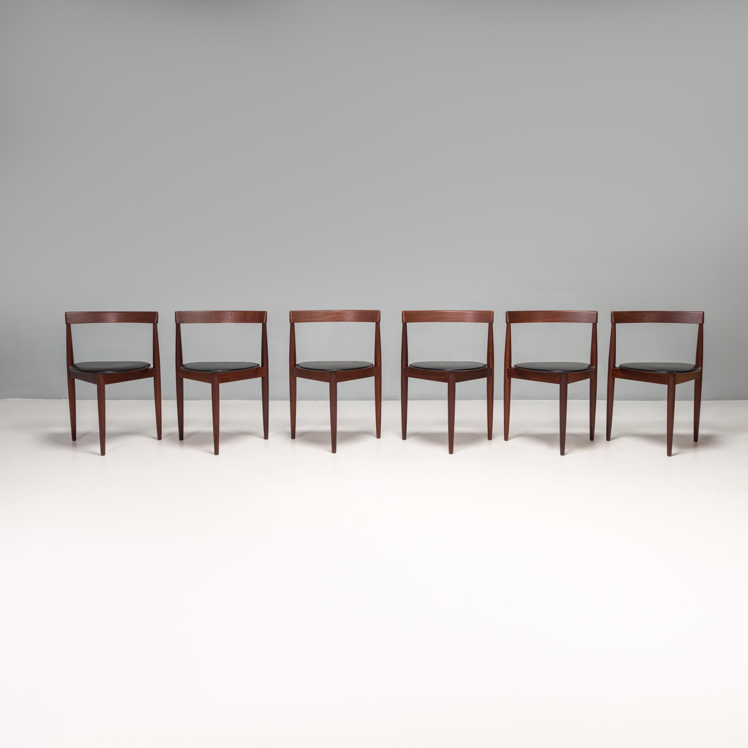 Mid-20th Century Hans Olsen Teak Extending Dining Table & Tripod Leather Dining Chairs, 1960s