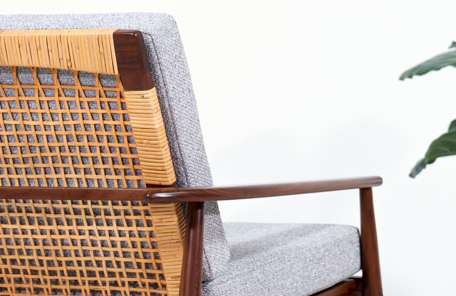Hans Olsen Teak Lounge Chair with Cane Backrest for Juul Kristensen 4