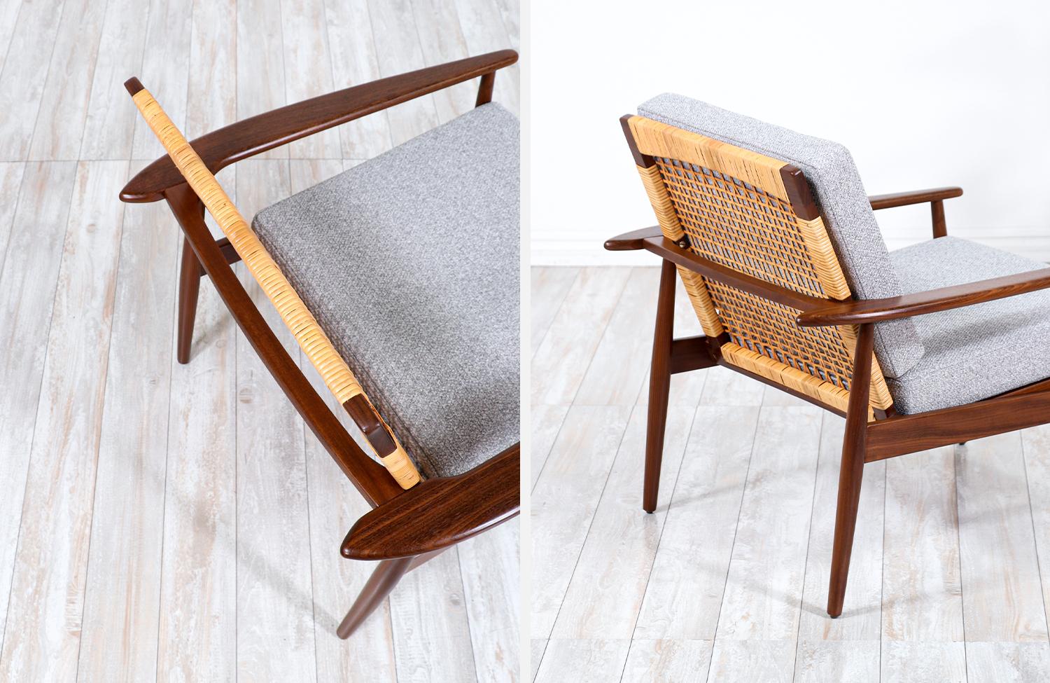 Hans Olsen Teak Lounge Chair with Cane Backrest for Juul Kristensen 5