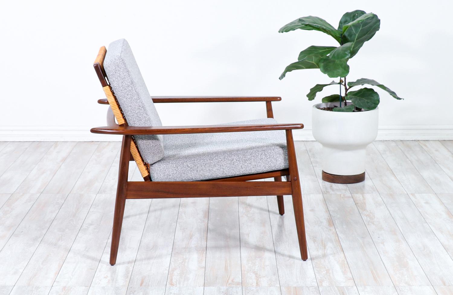 Mid-Century Modern Hans Olsen Teak Lounge Chair with Cane Backrest for Juul Kristensen