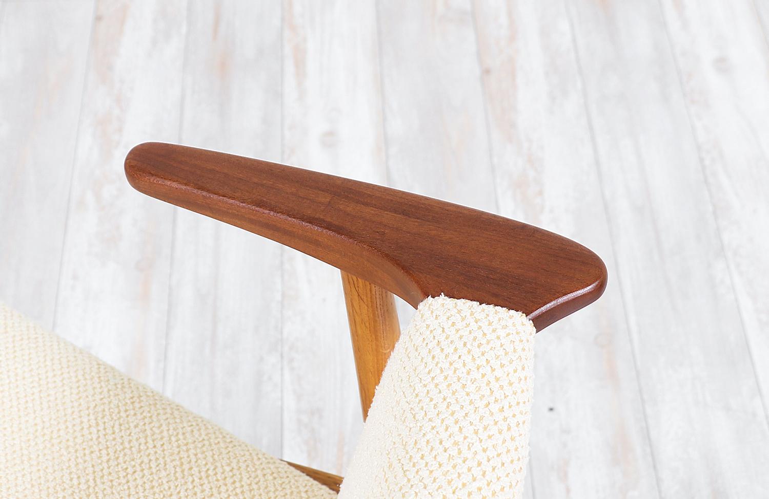 Fabric Hans Olsen Teak and Oak Armchair