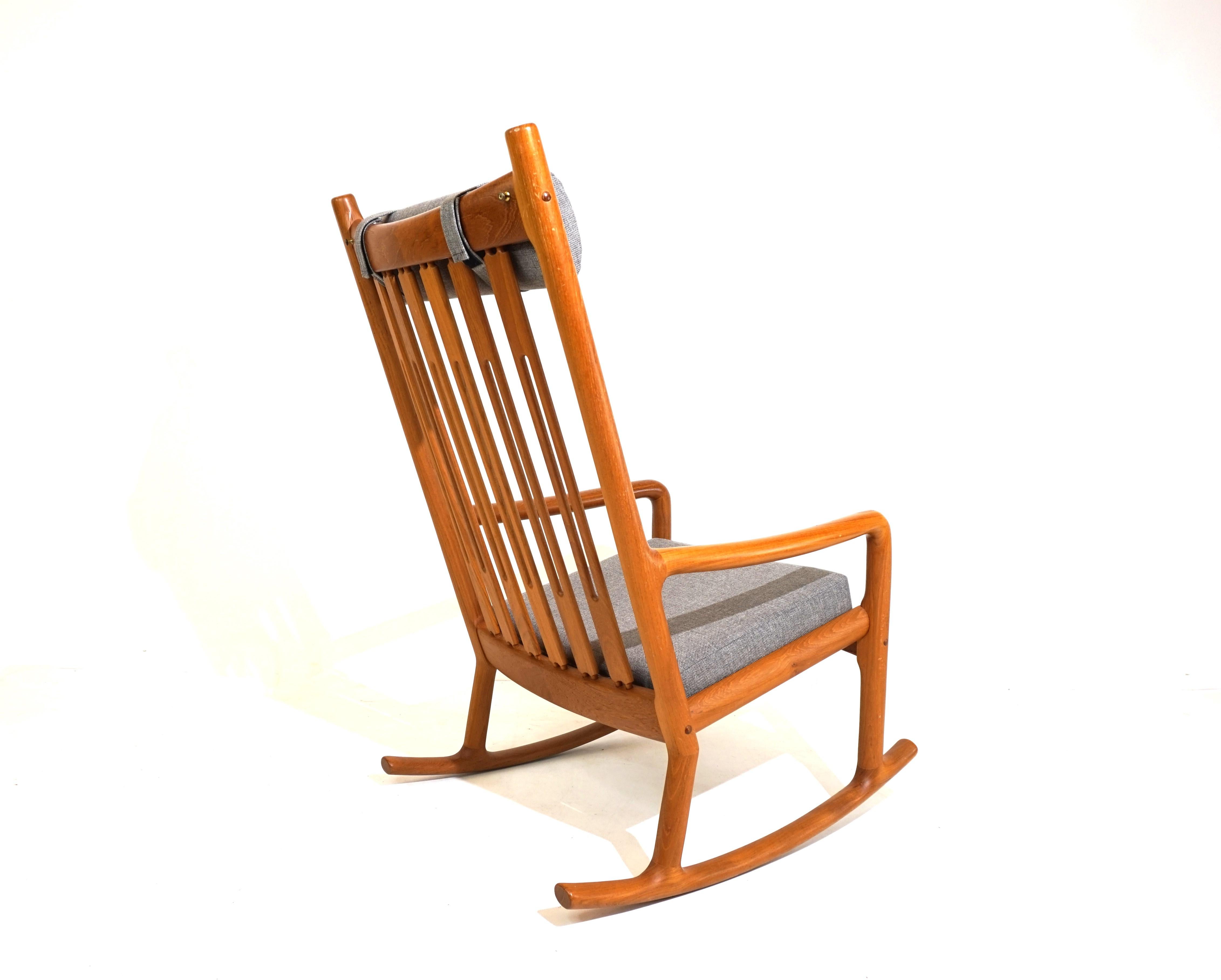 Mid-Century Modern Hans Olsen teak rocking chair for Juul Kristensen