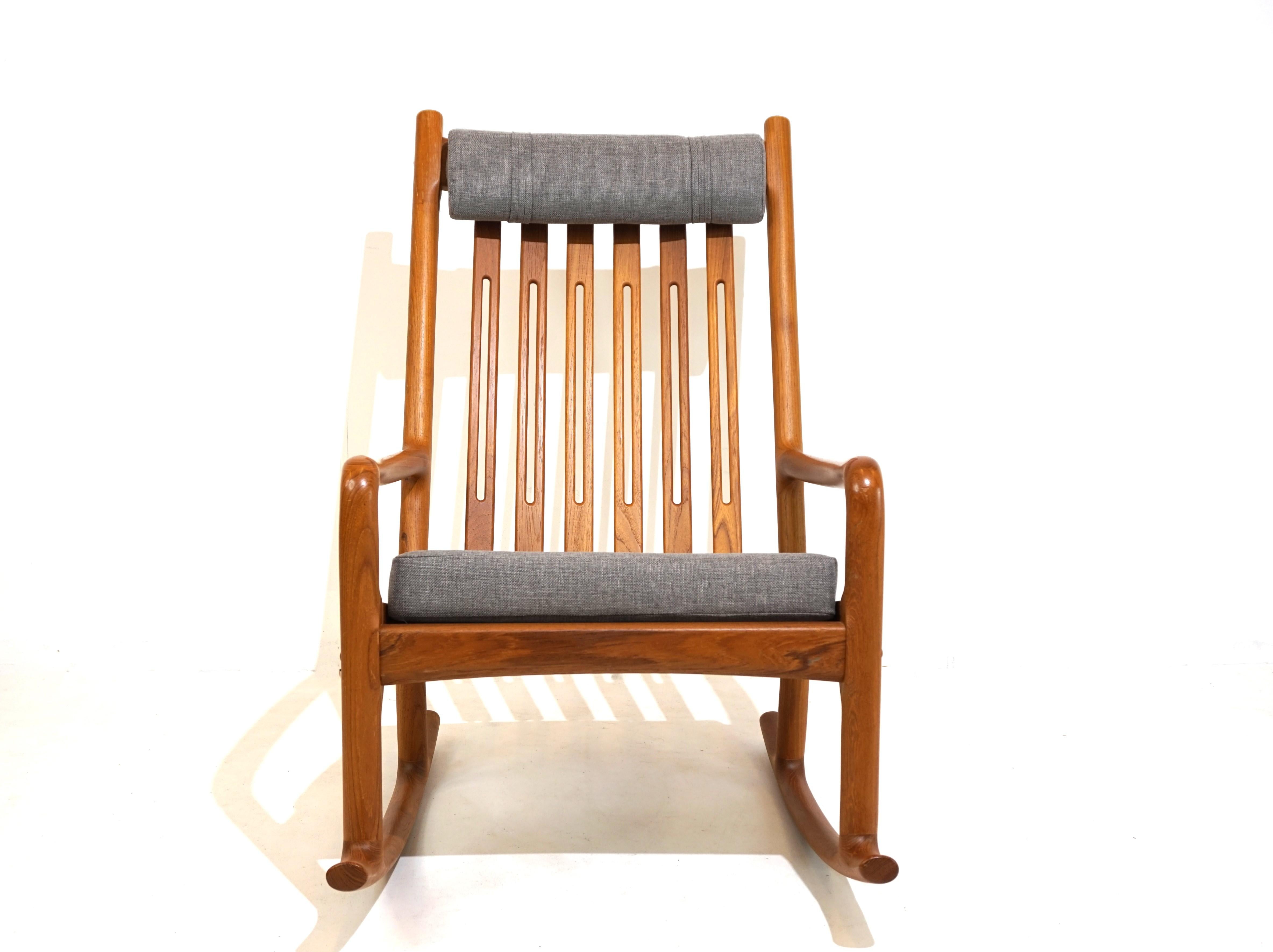 Danish Hans Olsen teak rocking chair for Juul Kristensen