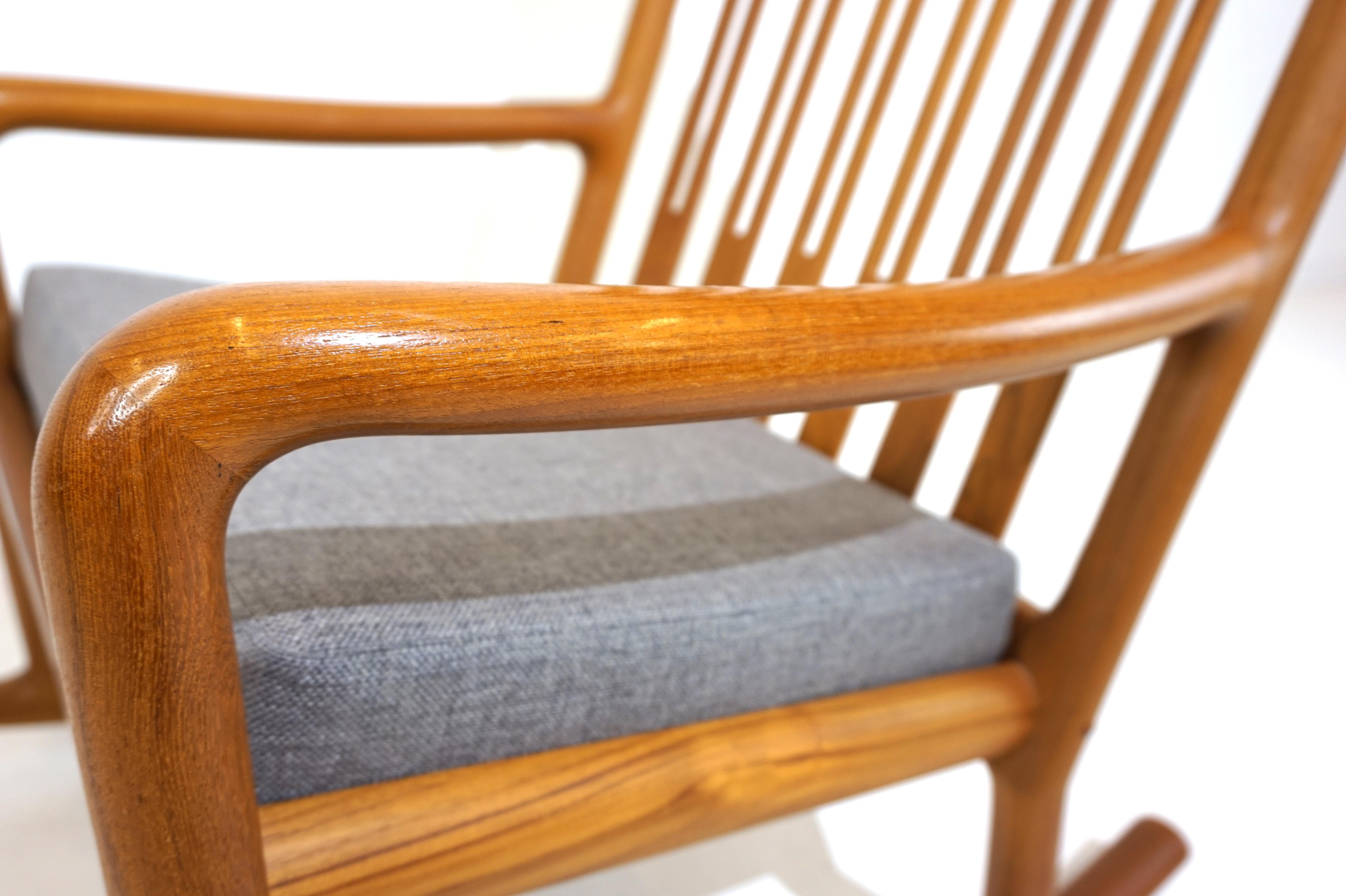 Mid-20th Century Hans Olsen teak rocking chair for Juul Kristensen
