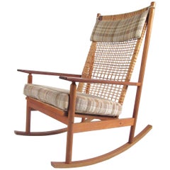 Hans Olsen Teak Rocking Chair with Cane Back