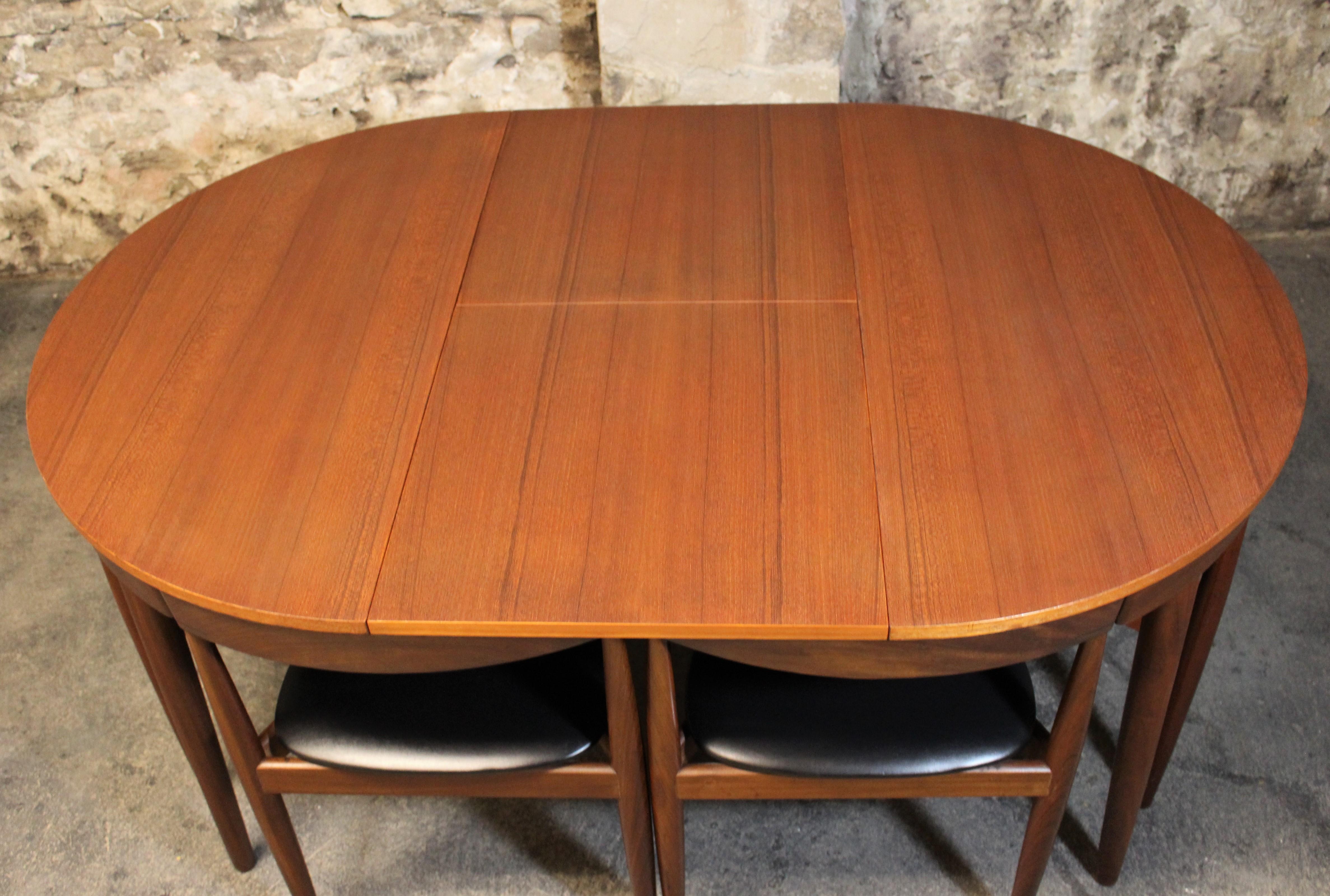 Danish Hans Olsen Teak Roundette Dining Room Set for Frem Rojle, Mid-Century Modern