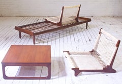Hans Olsen TV 161 Seating System in Teak & Cane; Denmark, 1950s