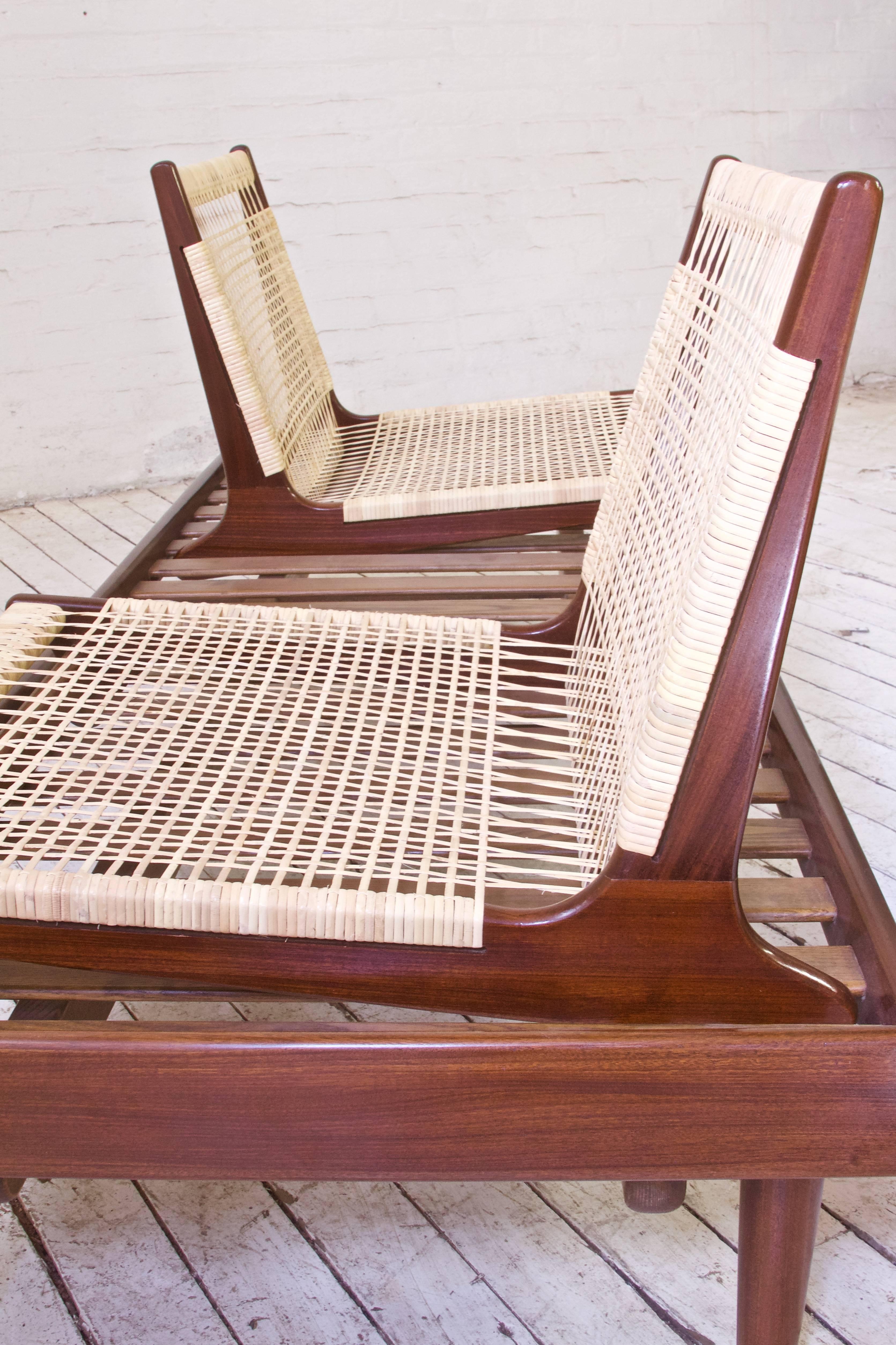 Hans Olsen TV 161 Seating System in Teak & Cane; Denmark, 1950s In Excellent Condition In Brooklyn, NY