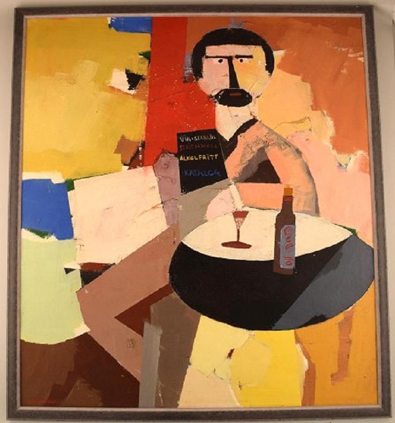 Hans Osswald (1919-1983), Swedish artist. Oil on canvas. Modernist cafe interior, mid-20th century.
The canvas measures: 89 x 79 cm.
The frame measures: 3.5 cm.
Signed.
In excellent condition.