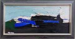 Mid-Century Modern "Blue Stream" Swedish Abstract Oil Painting, Hans Osswald