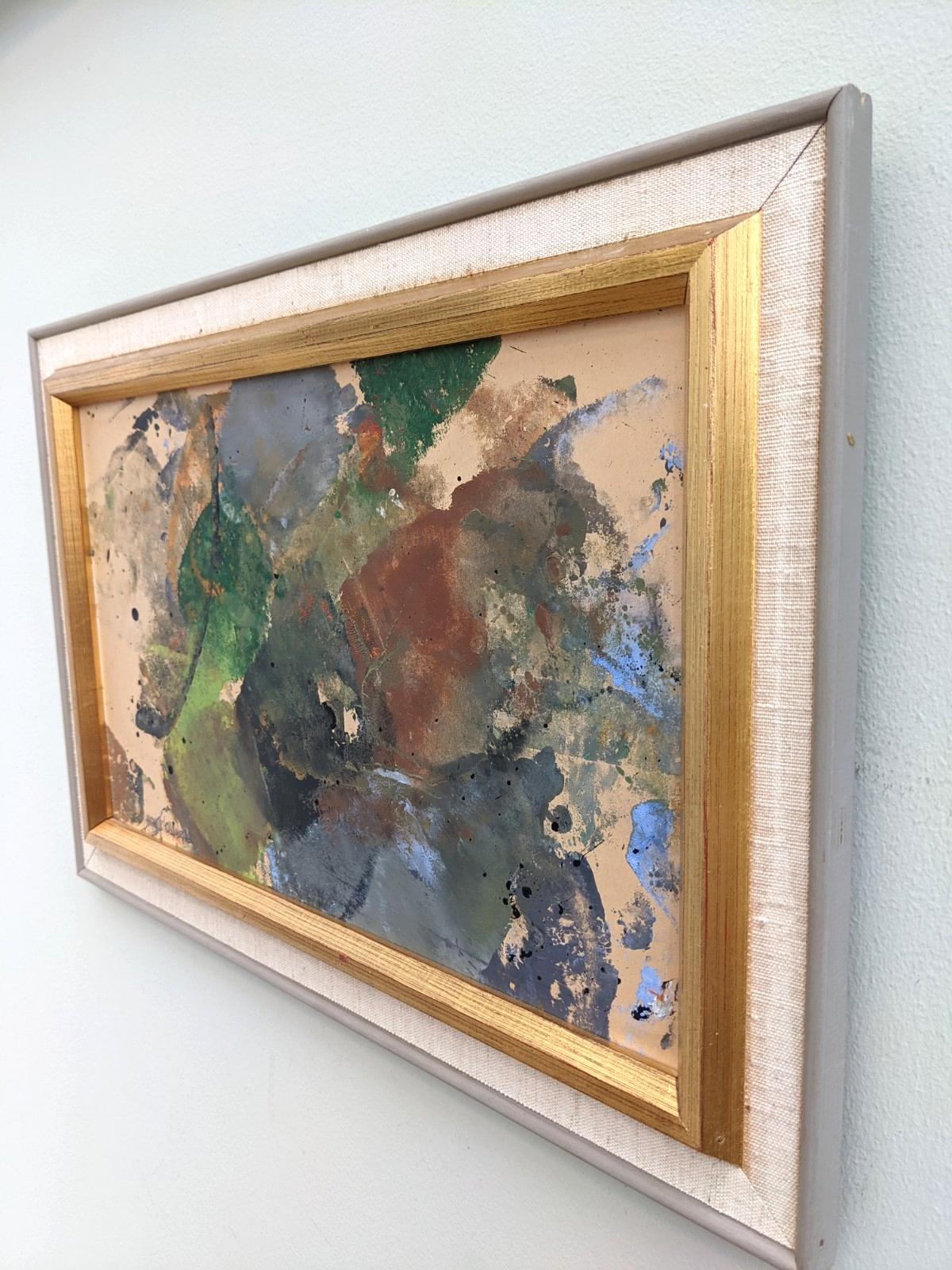 Vintage Mid 20th Century Swedish Abstract Framed Mixed Media Painting - Swash 4