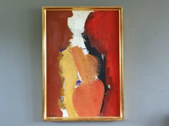 Vintage Mid-Century Modern Schwedisch Abstraktes Ölgemälde - Gewicht der Wärme