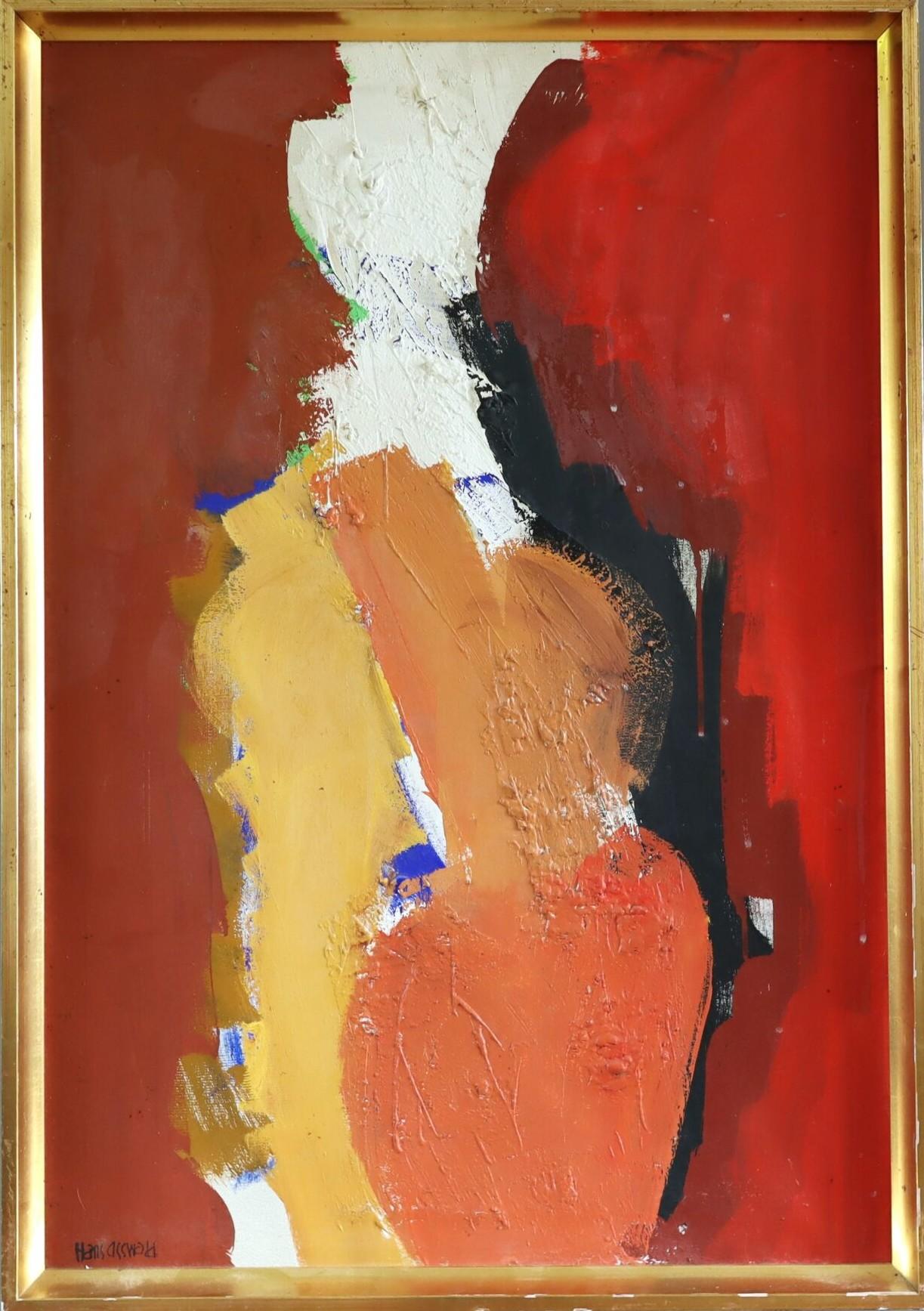 Hans Osswald Abstract Painting - Vintage Mid-Century Modern Swedish Abstract Oil Painting - Weight of Warmth