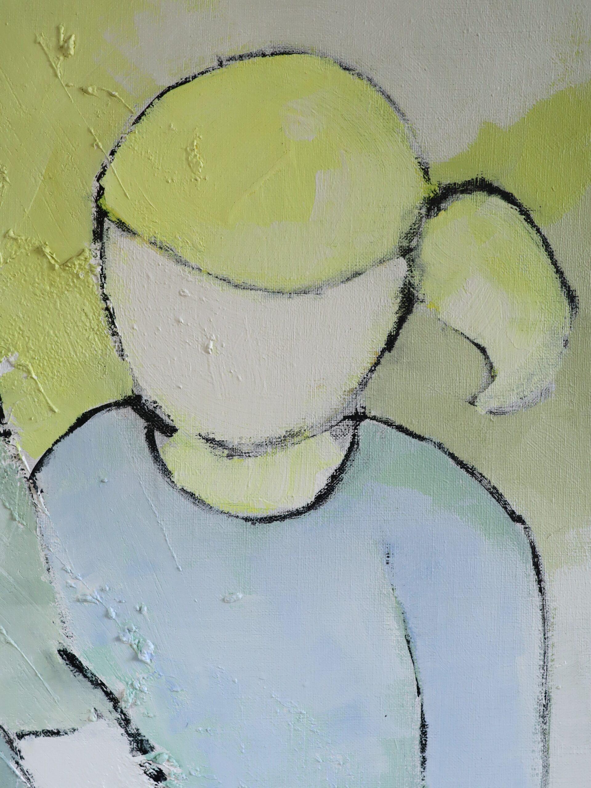 Vintage Mid-Century Modern Swedish Figurative Oil Painting - Afternoon Lesson For Sale 7