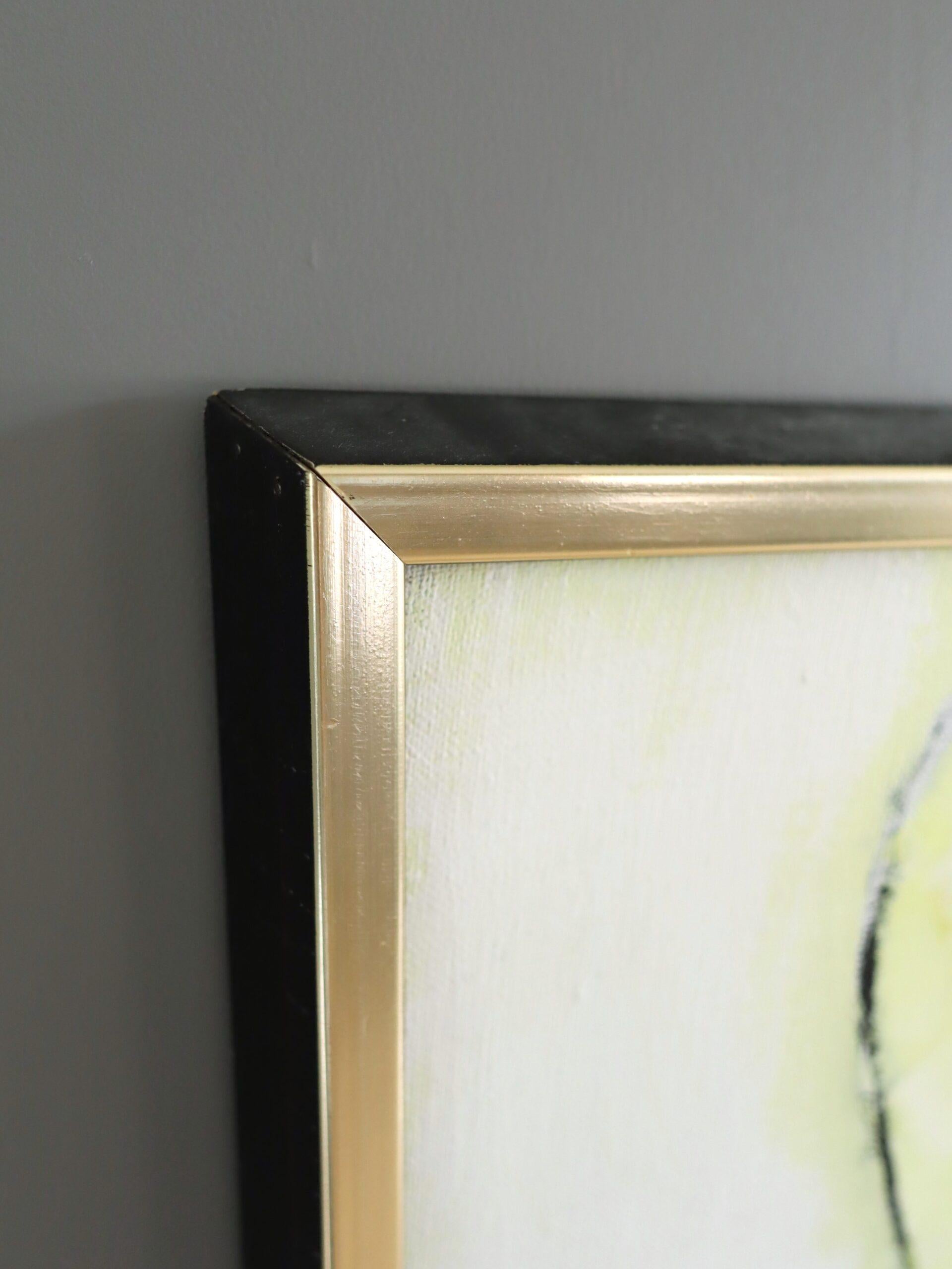 Vintage Mid-Century Modern Swedish Figurative Oil Painting - Afternoon Lesson For Sale 3