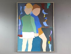 Vintage Mid-Century Modern Swedish Figurative Oil Painting - Never Apart