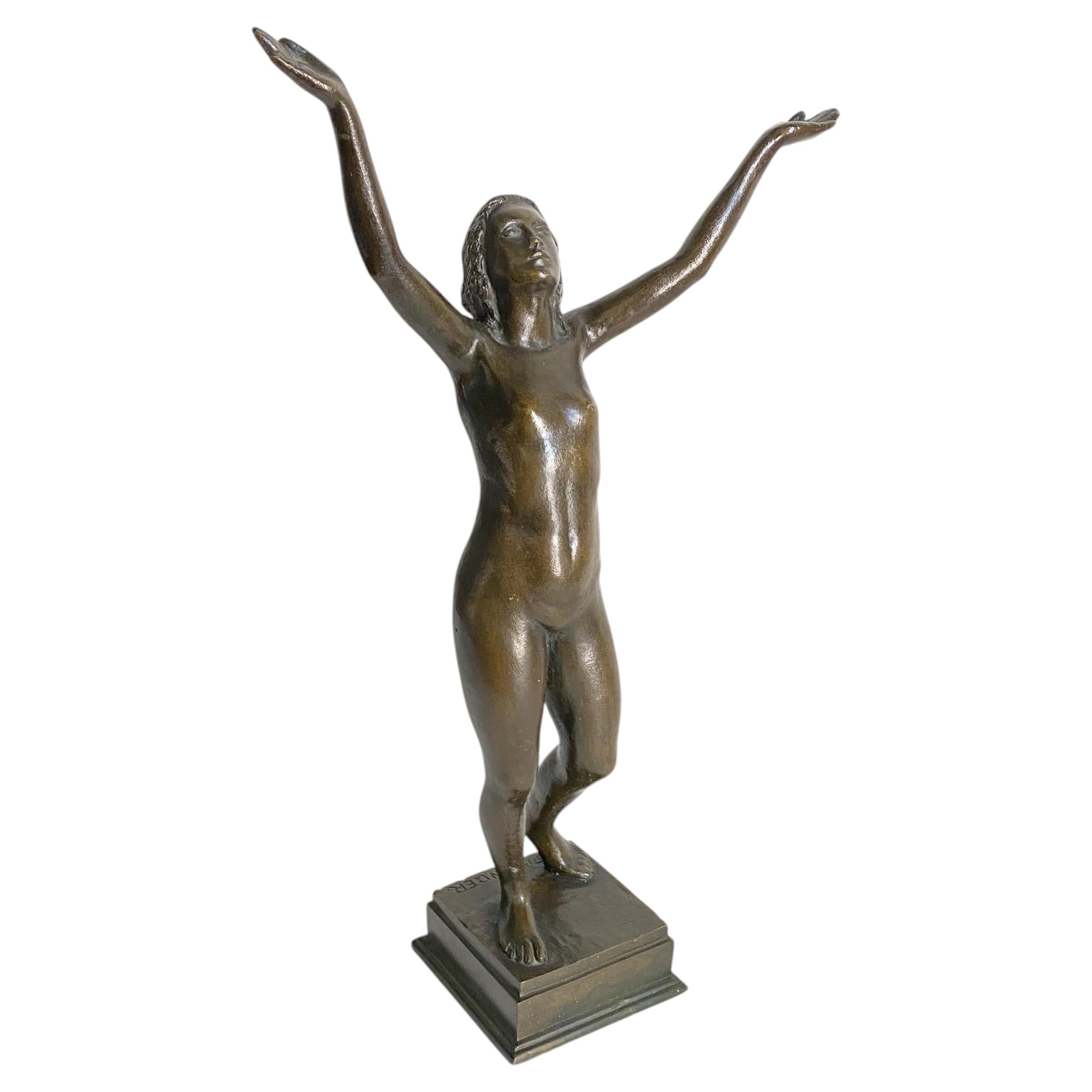 Hans Parzinger Bronze Sculpture of a Young Female Figure, Germany, circa 1930 For Sale