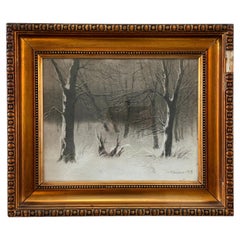Hans Peter Carlsen (1855–1950) – Dibujo de un bosque en invierno, 1919