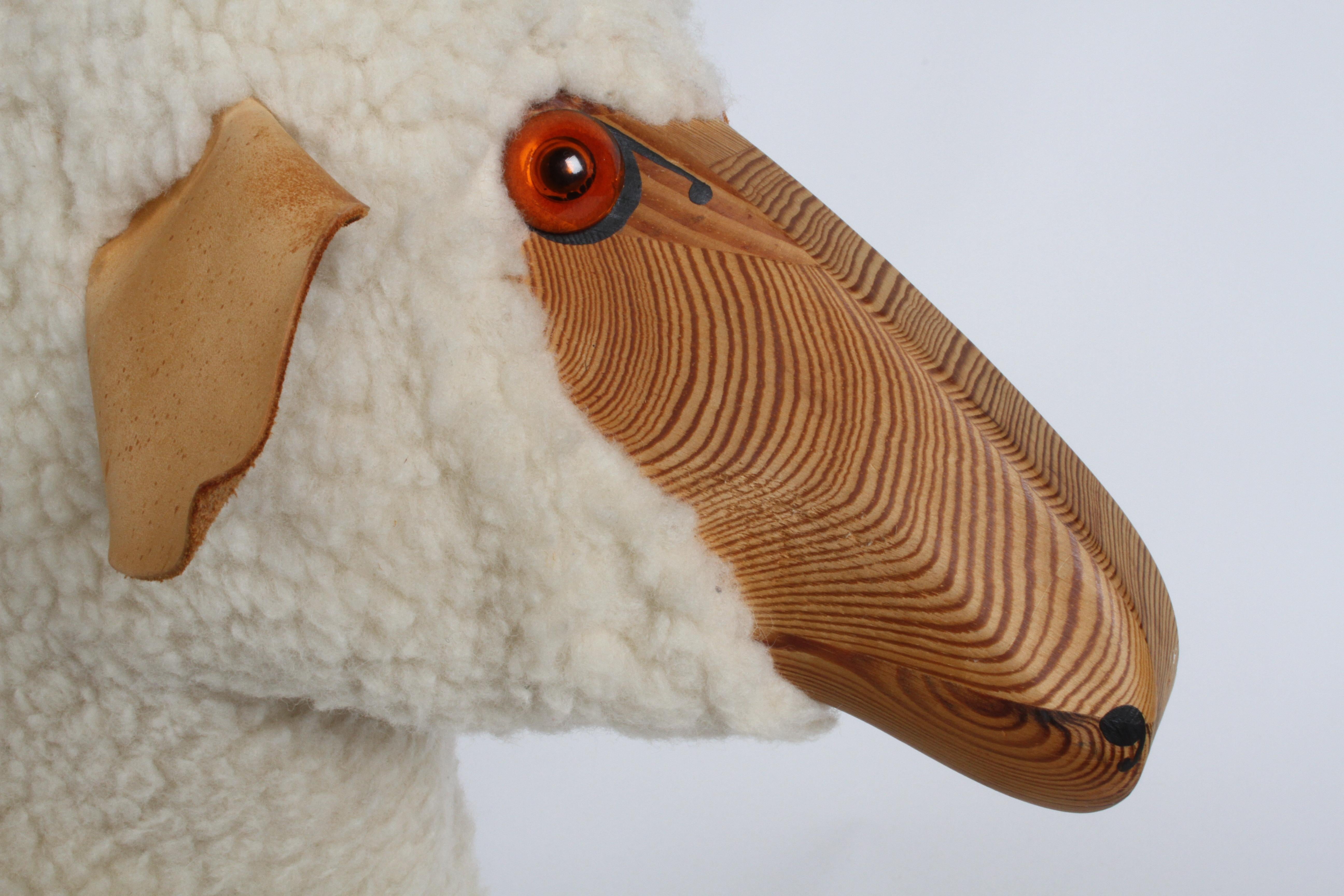Hans-Peter Krafft Handcrafted Wool Sheep Sculpture for German Co. Meier, 1970s 7