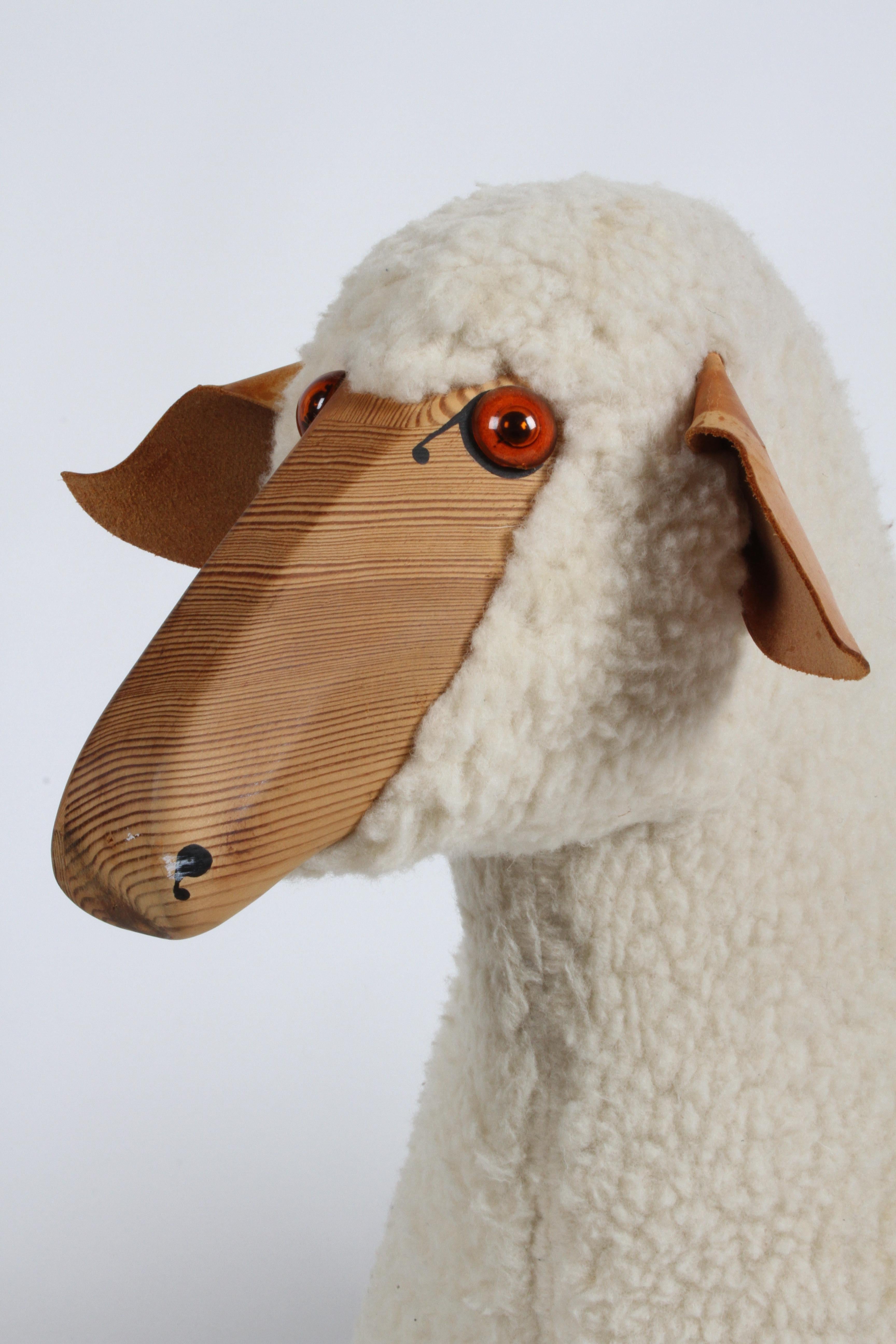 Handcrafted sheep by artist Hans-Peter Krafft for the German company Meier. The sheep is suitable as original seating or for decoration like a Lalanne's sheep.
This life seize sheep adds so much character and makes a statement in any room its