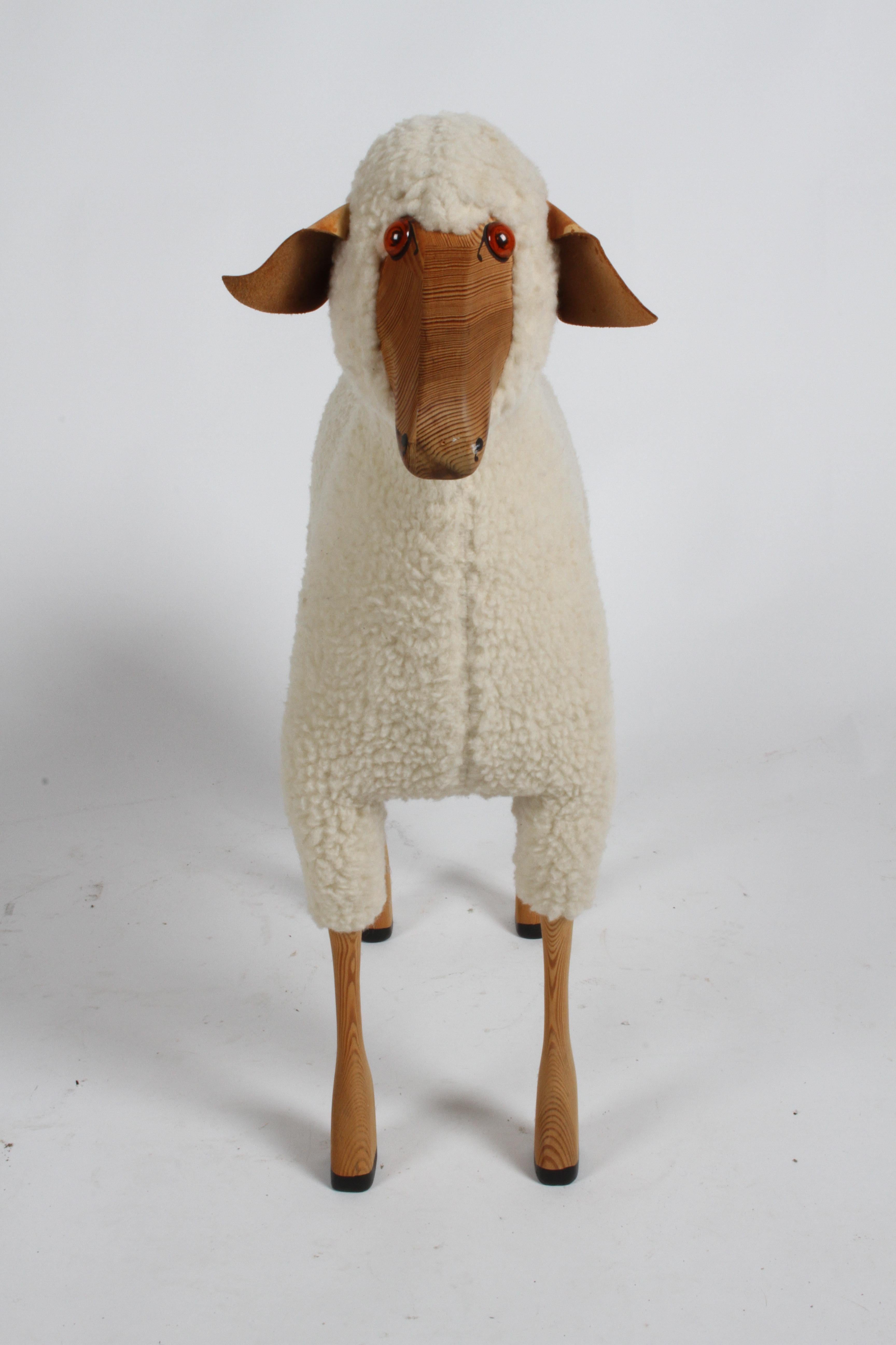 Mid-Century Modern Hans-Peter Krafft Handcrafted Wool Sheep Sculpture for German Co. Meier, 1970s