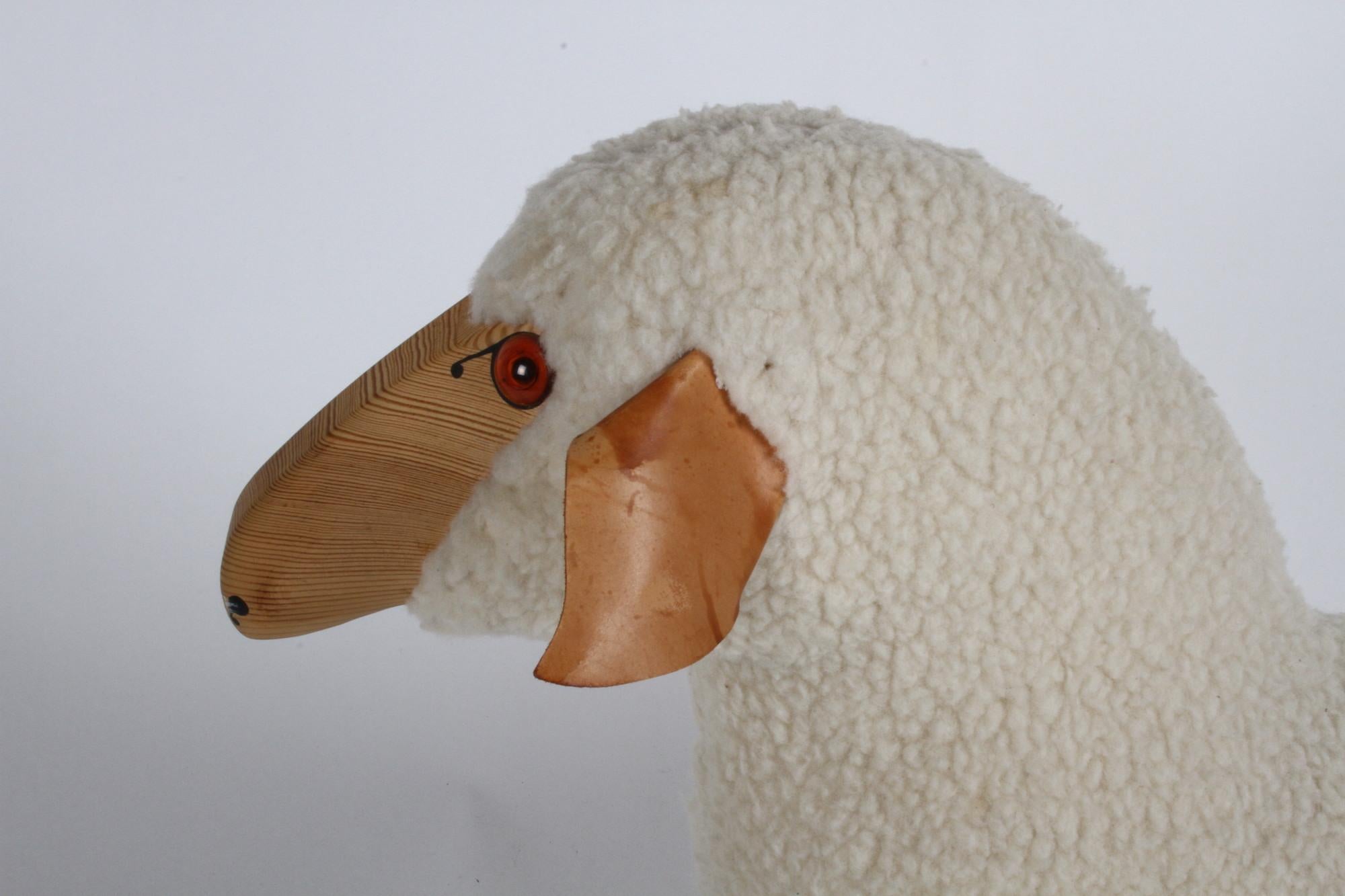 Sheepskin Hans-Peter Krafft Handcrafted Wool Sheep Sculpture for German Co. Meier, 1970s
