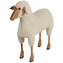 Sculpture de mouton en laine fabriquée à la main par Hans-Peter Krafft pour la société allemande Meier:: 1970