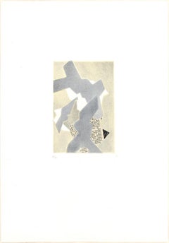 Composition abstraite originale en techniques mixtes de Hans Richter - 1973