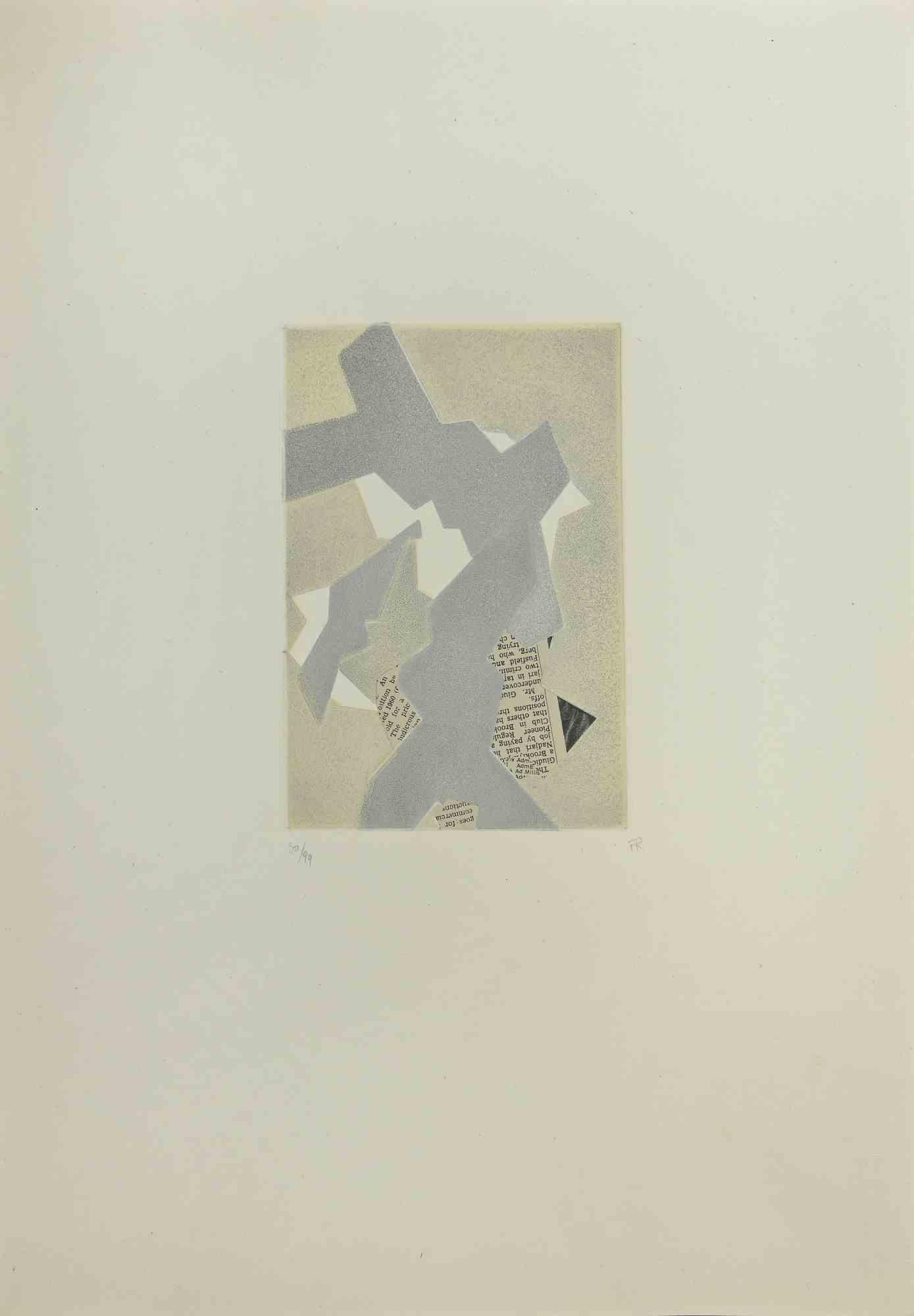 Abstract Composition is an etching and collage on paper realized by Hans Richter in 1973. 

Published by La Nuova Foglio, a publishing house of Macerata.

Monogrammed by Frida Richter and numbered in pencil on the lower margin. Edition number