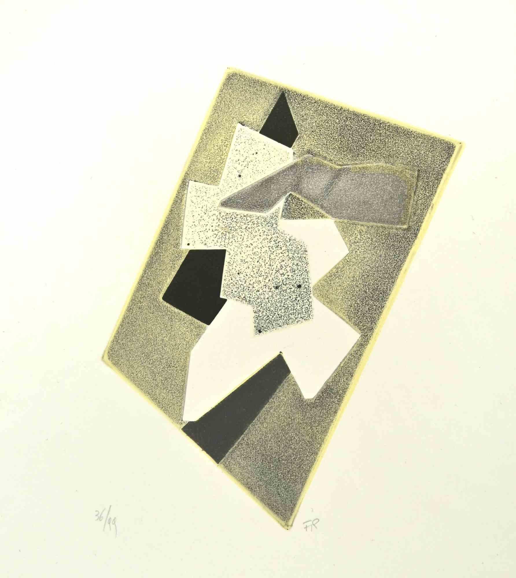 Abstract Composition - Etching and Collage by Hans Richter - 1970