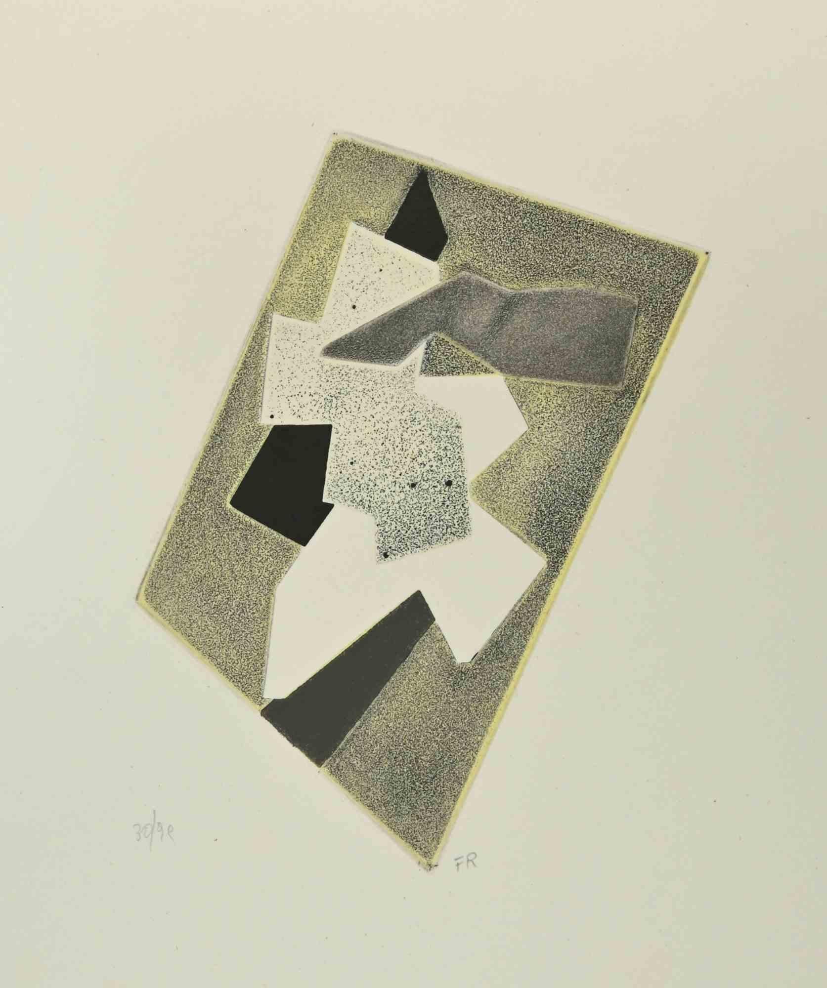 Abstract Composition - Etching by Hans Richter - 1970s For Sale 1