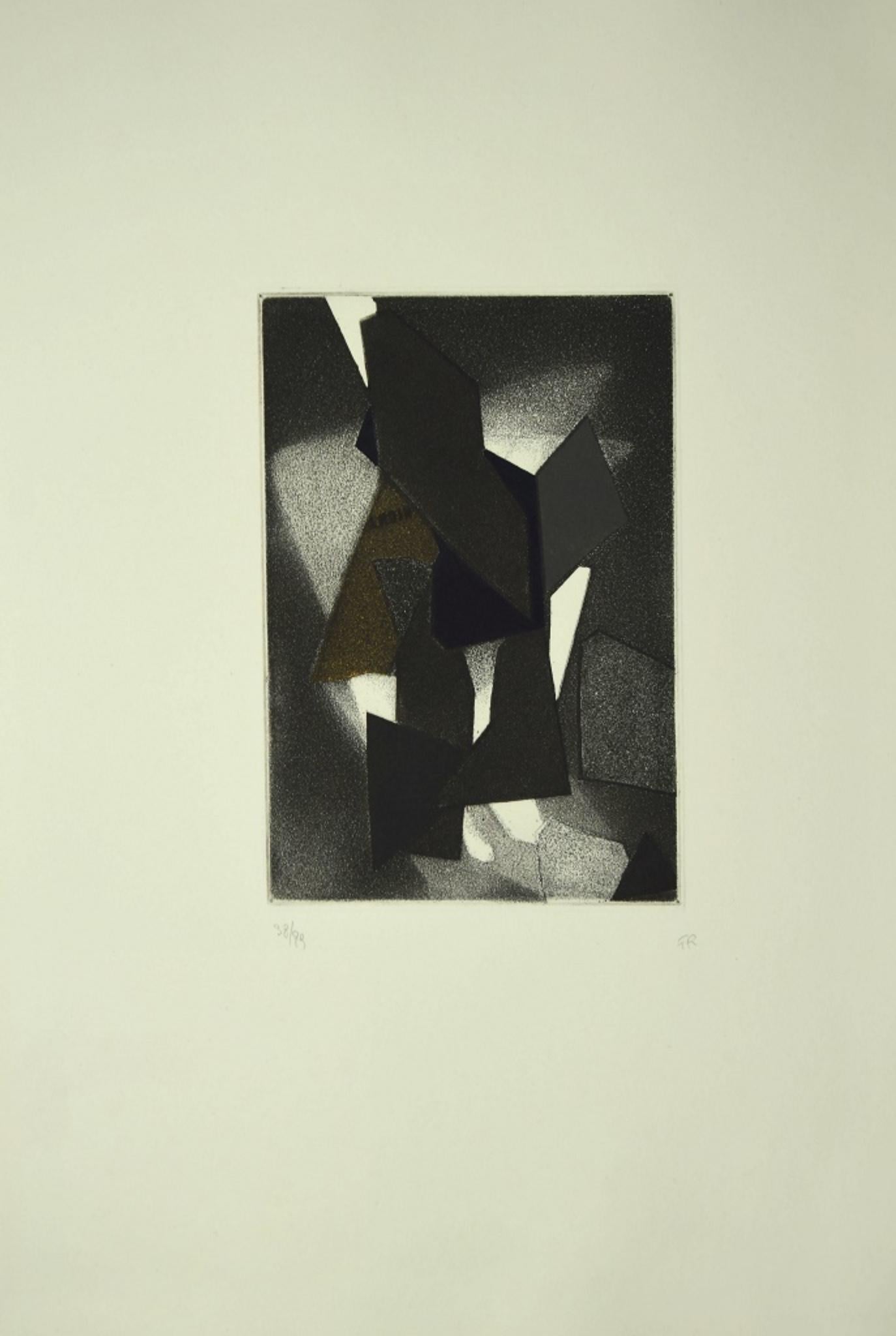 Etching is an original composition realized by Hans Richter.

There are 4 copies in good conditions, no signature.  

Image Dimensions: 21.5x14.5 cm.

On the back of one copy there is a label of publisher with certificate of authenticity.

Hans