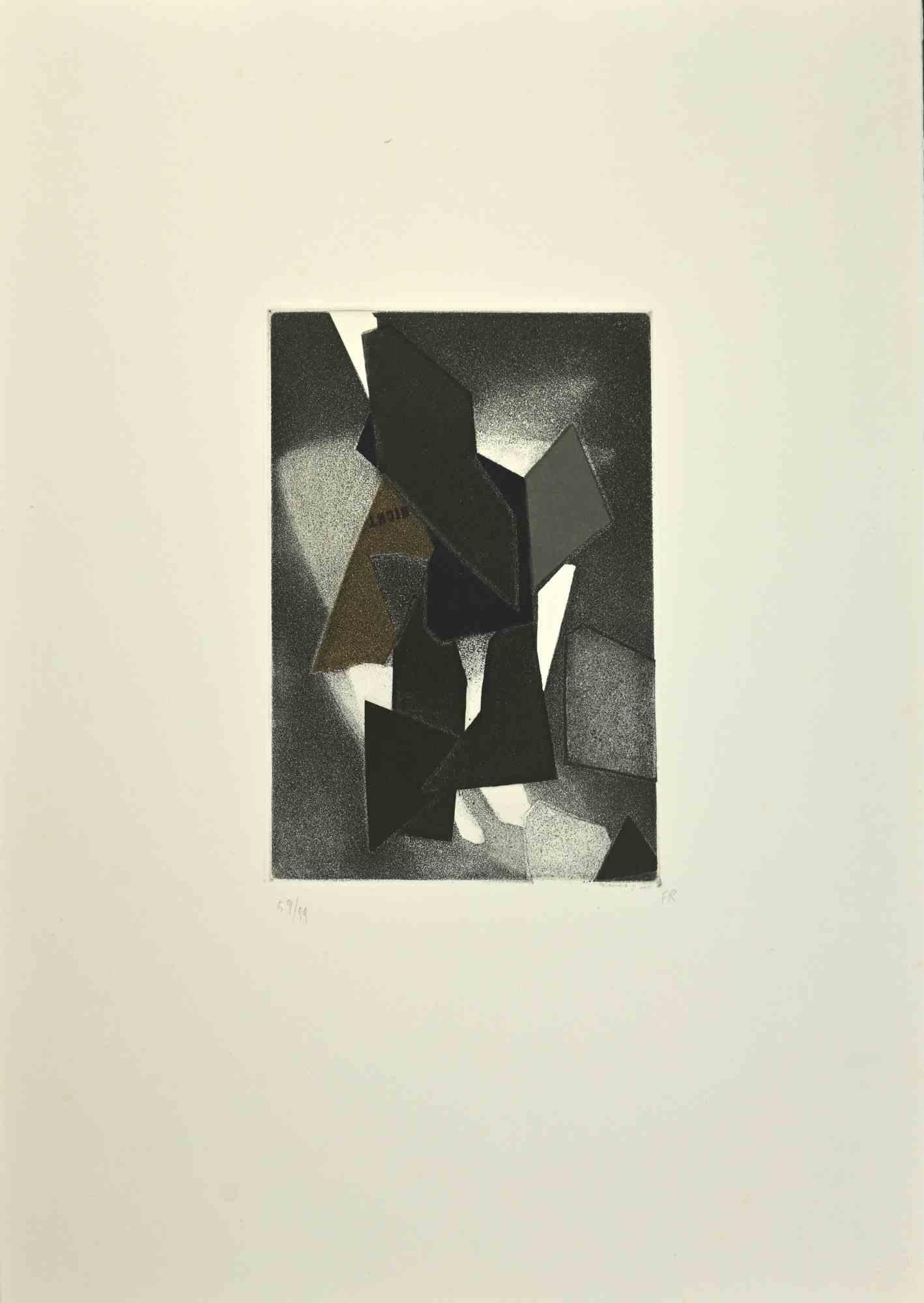 Untitled - Etching and Collage by Hans Richter - 1973