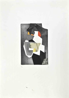 Vintage Untitled - Etching and Collage by Hans Richter - 1973