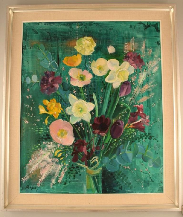 Hans Ripa (1912-2001), Swedish artist. Oil on canvas. Arrangement with flowers. 1970's.
The canvas measures: 72 x 59 cm.
The frame measures: 6 cm.
Signed and dated.
In excellent condition.