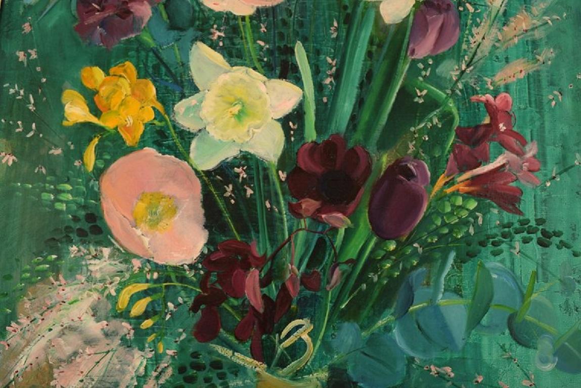Late 20th Century Hans Ripa, Swedish Artist, Oil on Canvas, Arrangement with Flowers