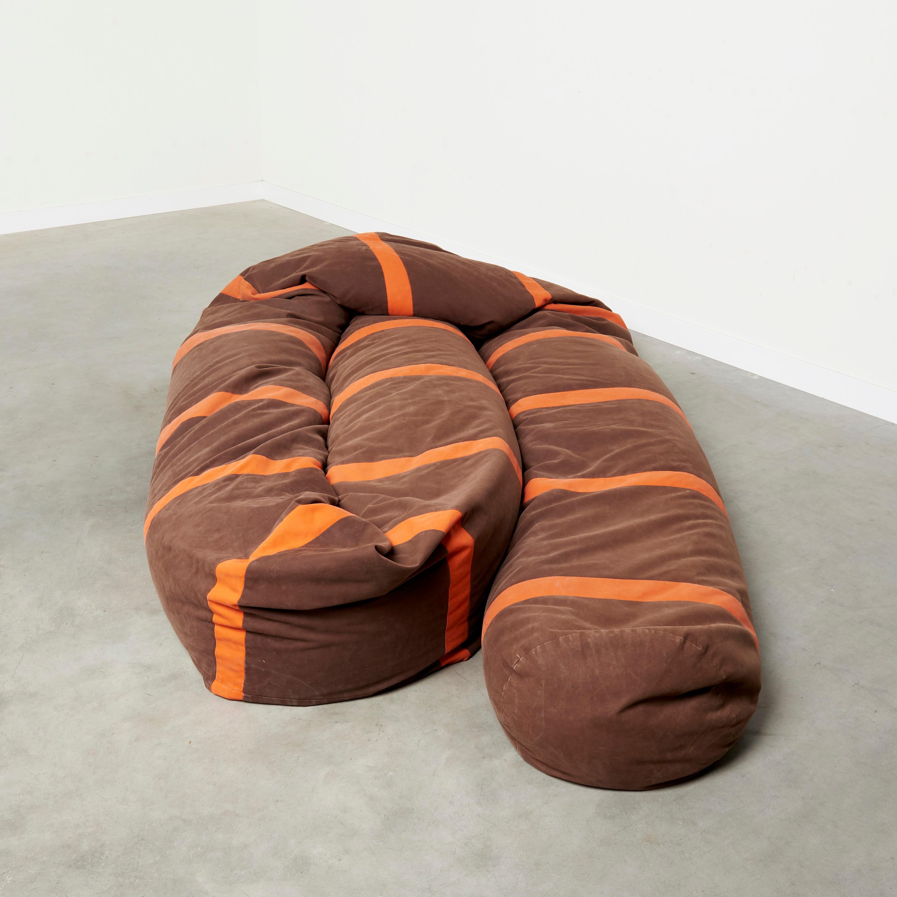 Linen Hans Roebers Snake lounge chair / sofa, 1960s