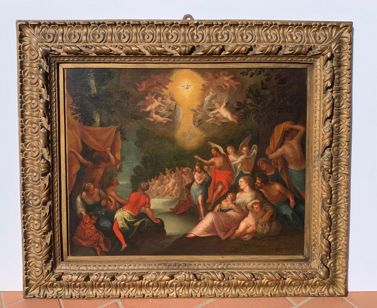 Hans Rottenhammer workshop - Early 17th century figure painting - Baptism Christ For Sale 3