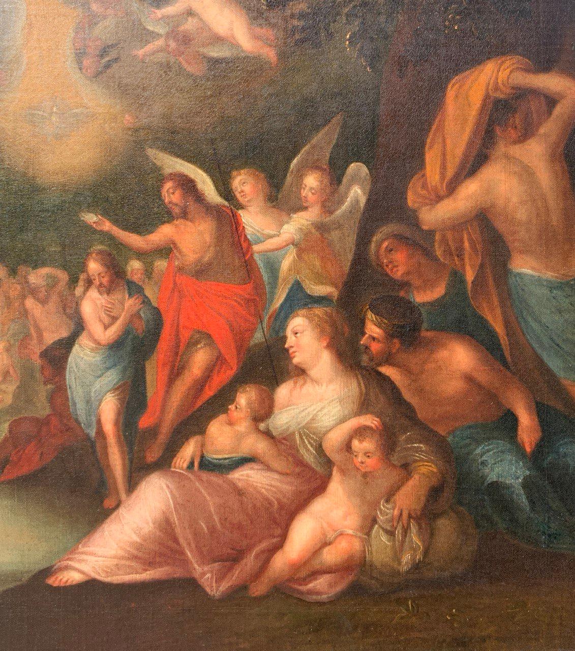 Hans Rottenhammer workshop - Early 17th century figure painting - Baptism Christ For Sale 6