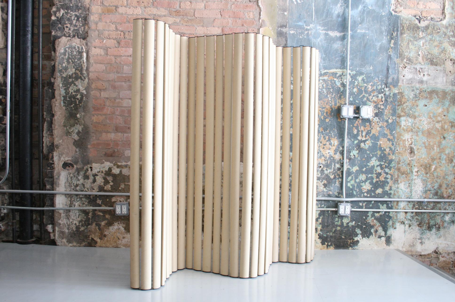 Danish modern Fritz Hansen viper screen by Hans Sandgren Jakobsen. Undulating cardboard and anodized aluminum screen made by Fritz Hansen and distributed in the USA by Knoll. Can be positioned in any configuration. Minor wear from use otherwisevery