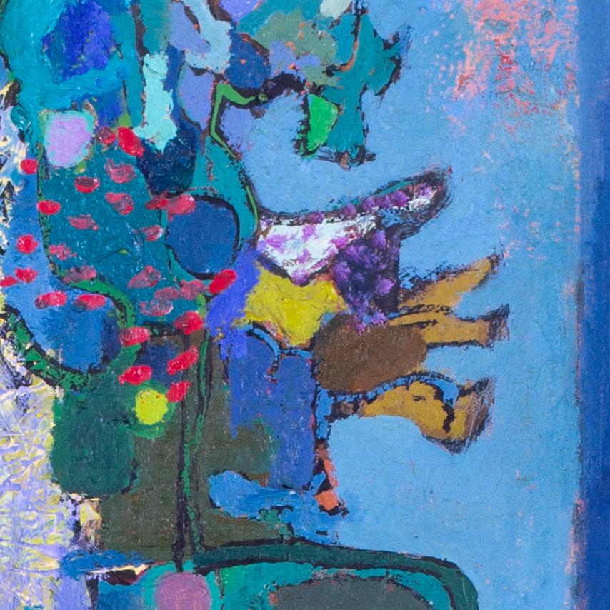 Alto bodegón expresionista alemán pintado al óleo por Hans Schellinger en tonos azules en venta 4