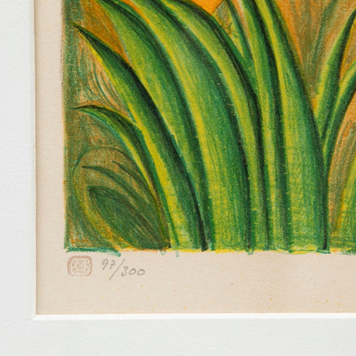 Hans Scherfig, farbige Lithographie – Tiger im Dschungel (Dänisch) im Angebot