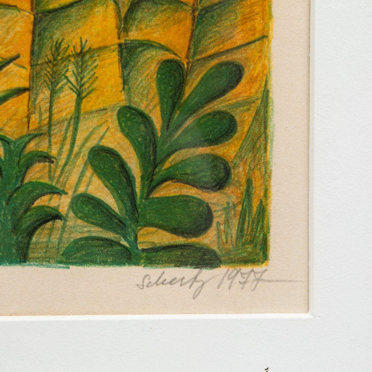Hans Scherfig, farbige Lithographie – Tiger im Dschungel im Zustand „Gut“ im Angebot in Kastrup, DK