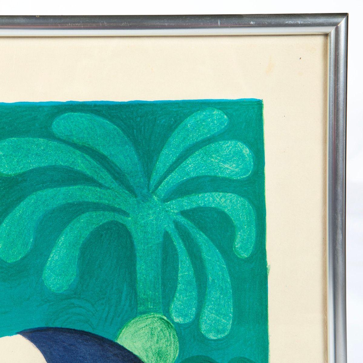 Glass Hans Scherfig — “Tapir in the Jungle”, Signed and Numbered Color Lithograph For Sale