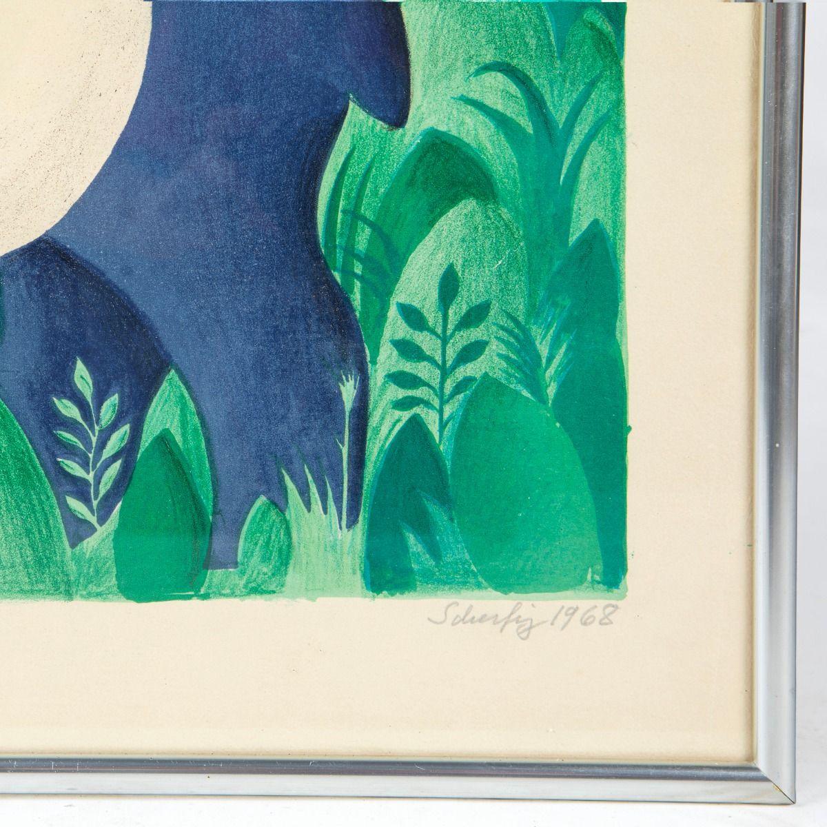 Hans Scherfig — “Tapir in the Jungle”, Signed and Numbered Color Lithograph For Sale 1