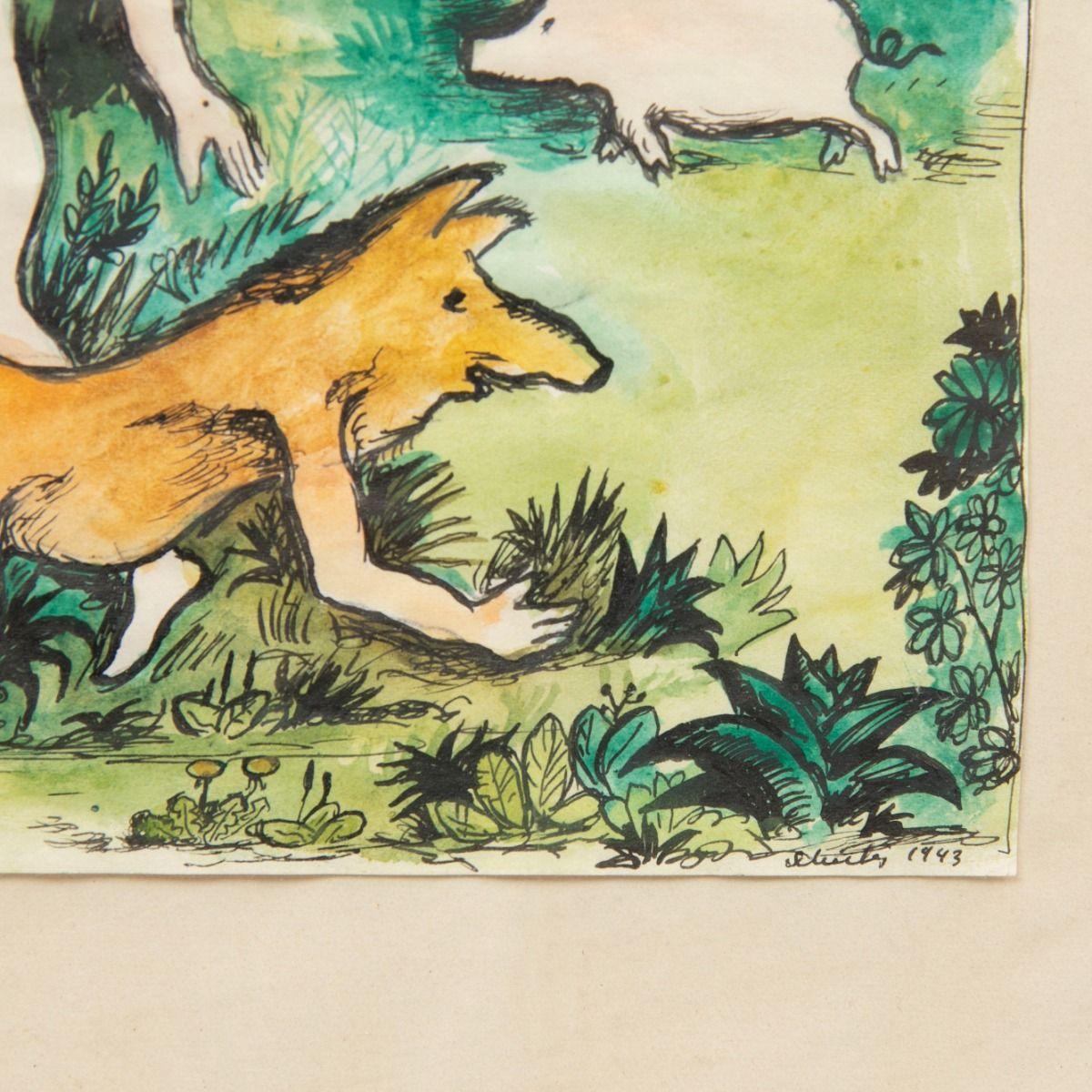 Hans Scherfig - Watercolour Circe Transforming Odysseus’ Men into Swine im Zustand „Gut“ im Angebot in Kastrup, DK