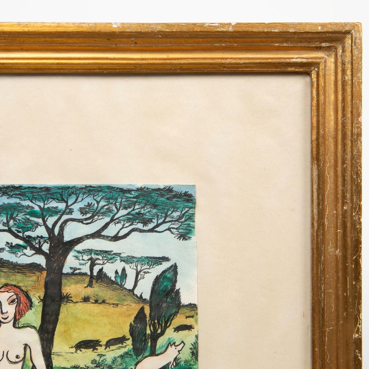 Hans Scherfig - Watercolour Circe Transforming Odysseus’ Men into Swine (20. Jahrhundert) im Angebot